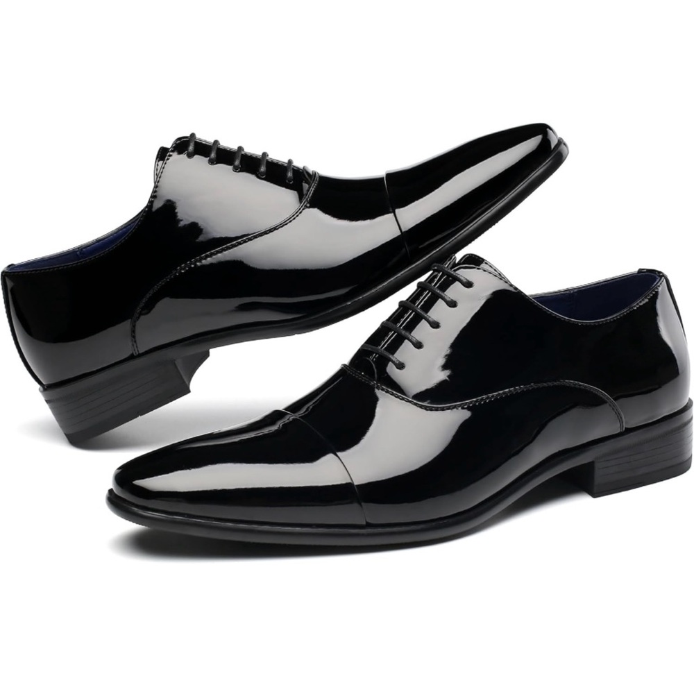 DECARSDZ Mens Patent Leather Lace-up Formal Oxford Tuxedo Shoes size 42/8 (2048)